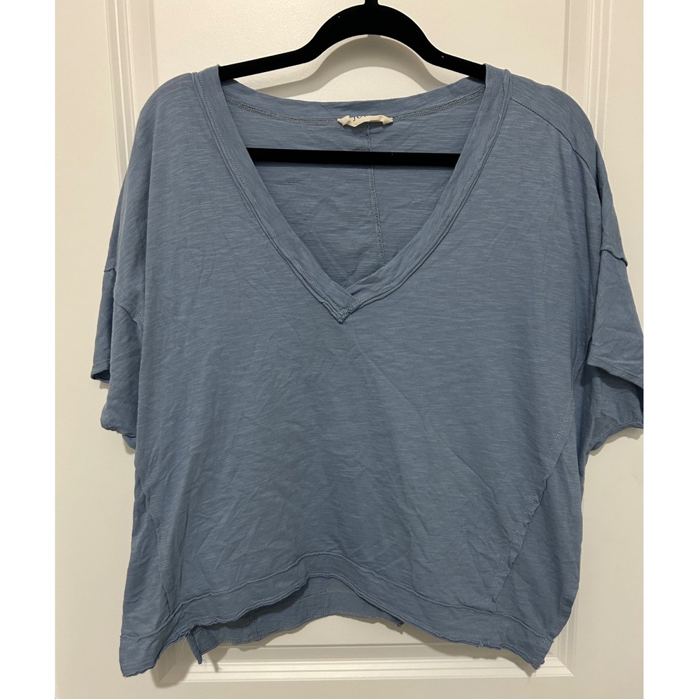 Jolie Blue Cotton V Neck Dolman Sleeve Distressed Hem Top Women's Size L‎